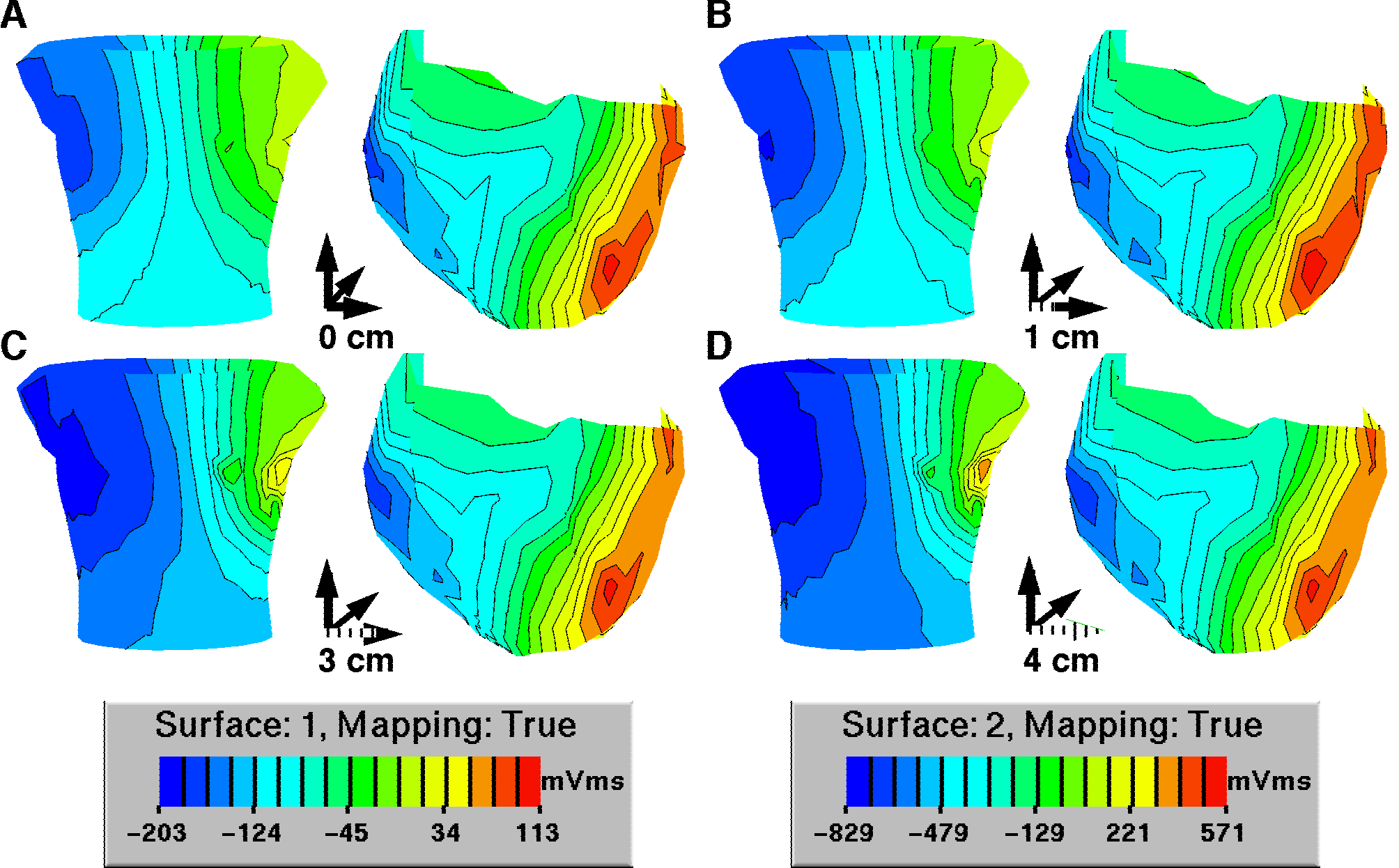 Maps with heart shifting in x direction