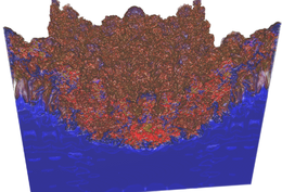 Richtmyer-meshkov simulation output rendered with Tuvok