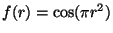 $f(r) = \cos
(\pi r^2)$