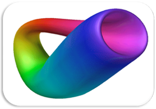A rainbow colored twisted object

Description automatically generated