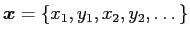 $ \vec x = \{x_1, y_1, x_2, y_2,\dots\}$