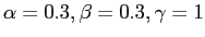 $ \alpha = 0.3, \beta = 0.3, \gamma = 1$